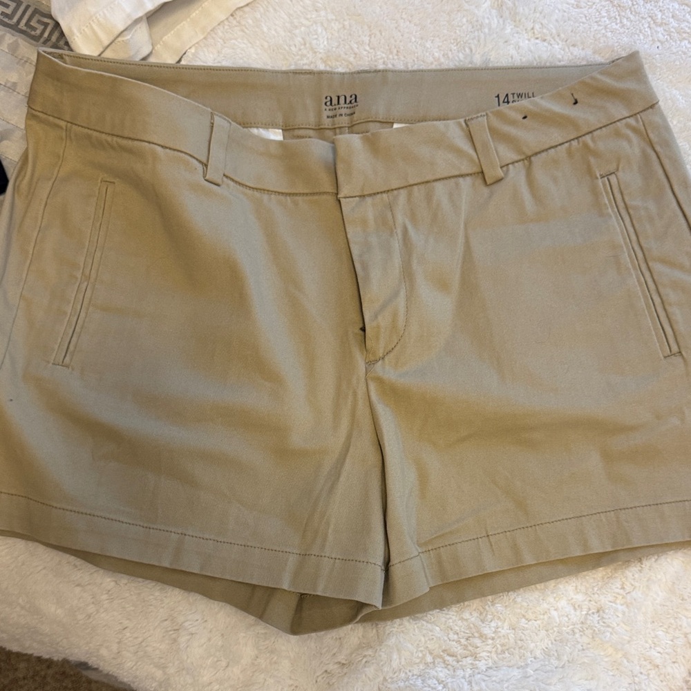 a.n.a Tan Mid-Rise Bermuda Shorts